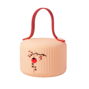Luz nocturna de linterna LED creativa con asa de cuero rojo para decoracion del hogar