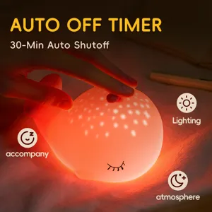 Jolie veilleuse baleine en silicone avec minuteur de 30 minutes et éclairage LED coloré pour chambre.