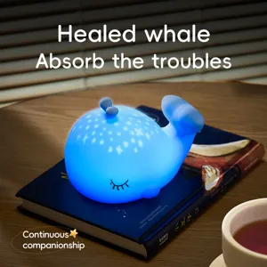 Veilleuse baleine en silicone avec LED multicolore, belle deco de chambre et cadeau d'anniversaire.