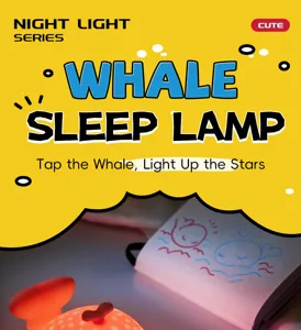 Veilleuse baleine en silicone mignonne avec lumieres LED colorees, cadeau ideal chambre.