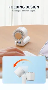 Mini ventilatore di raffreddamento pieghevole portatile USB ricaricabile con display.