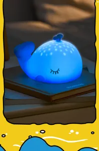 Veilleuse en silicone mignonne en forme de baleine avec LED colorées pour la chambre.