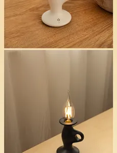 Lampada a candela LED ricaricabile vintage retro luce notturna decorativa da comodino