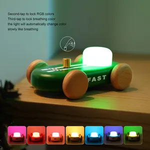 Ξύλινο Φως Νυκτός Go-Kart Πολύχρωμο RGB Λάμπα Ατμόσφαιρας Κρεβατοκάμαρα Γραφείο