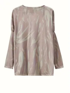Detailansicht des langärmeligen abstrakten Print lässigen Damen Top Frühlingskleidung