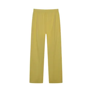 Dames casual gele wijde broek losse katoen linnen broek voor dagelijkse comfortabele zomerkleding