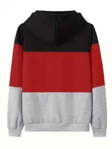 Φούτερ με κουκούλα color-block για γυναίκες, casual χαλαρό τοπ μακρυμάνικο με χρώματα.
