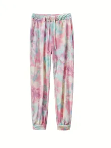 Detailansicht der Batik-Freizeithose mit Print, bequeme Jogginghose mit elastischem Bund soft.