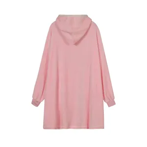 Sweat a capuche couverture polaire rose, robe de nuit d'hiver chaude et confortable pour salon.