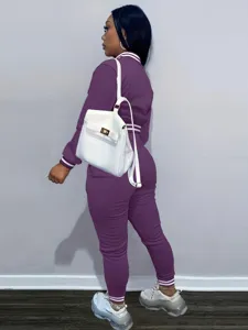 Tuta sportiva monocolore da donna giacca e pantaloni set in due pezzi per autunno