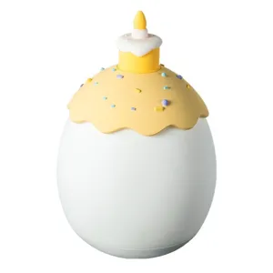 Cute silicone birthday cake night light, creative egg shaped bedside lamp for bedroom