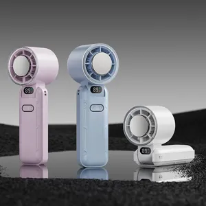 Mini ventilatore di raffreddamento pieghevole portatile con display digitale, ricaricabile USB.