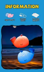 Lampe veilleuse baleine en silicone mignonne avec LED colorées, trois niveaux et fonction minuterie.