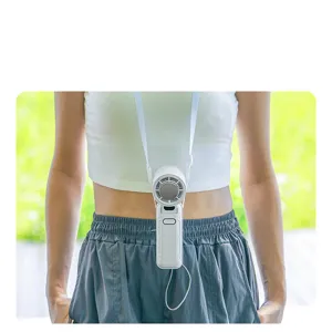 Vista dettagliata del mini ventilatore da collo portatile, ventola di raffreddamento pieghevole.