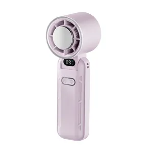 Dettaglio ventilatore di raffreddamento pieghevole portatile con display digitale.
