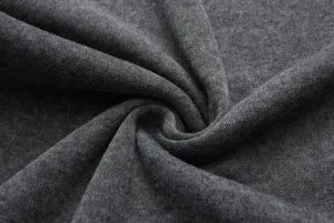 Dark gray fleece fabric detail, soft texture close-up for autumn winter apparel production.
