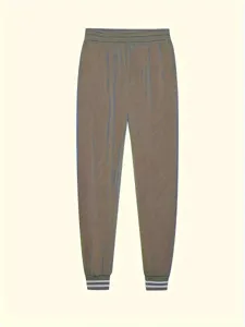 Eleganti pantaloni della tuta riflettenti con polsini a righe per sport da donna.