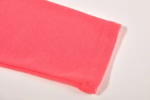 Pink knit long sleeve t-shirt cuff detail fabric close up texture view fashion style