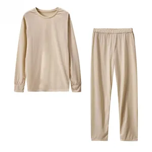 Completo loungewear tinta unita con top a maniche lunghe e pantaloni da donna comodo quotidiano.