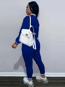 Tuta sportiva donna tinta unita autunno giacca e pantaloni set casual in due pezzi