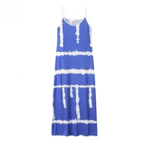 Summer striped spaghetti strap maxi dress, slim fit casual long dress for women fashion apparel.