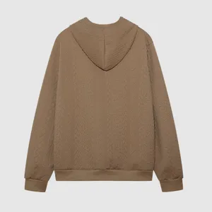 Autumn women jacquard hooded long sleeve casual loose brown hoodie back detail view