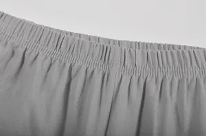 Grijs katoen en linnen casual broek elastische taille detail voor dames mode kleding