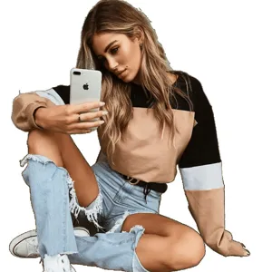Colorblock sweatshirt met lange mouwen en ronde hals voor dames casual mode top