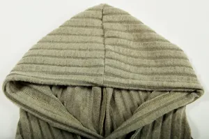Ribbed knit hoodie detail shot, comfortable autumn winter casual wear, premium texture design.