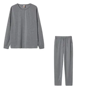Casual solid color long sleeve top and pants lounge set for women daily wear autumn style