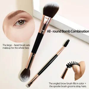 Zweiseitiges Make-up-Pinsel-Set mit weichen Borsten fur ein makelloses Auftragen.