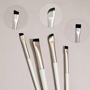 Professionelle Cremeweiße Make-up Pinsel Schräger Eyeliner Pinsel Blade Eyeliner Pinsel Augenbrauen Pinsel Synthetikfaser Augen Make-up Tools