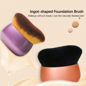 Detail view of the soft bristled ingot foundation brush, designed for flawless streak-free makeup.