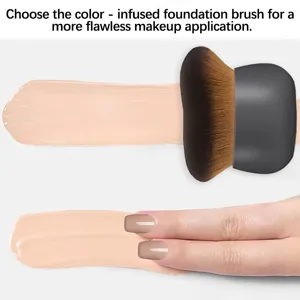 Professional oval foundation brush with soft dense bristles for flawless liquid makeup finish.