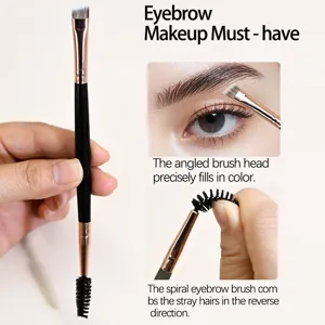 Doppelseitiger Augenbrauenpinsel mit angewinkeltem Pinsel und Bürste für präzises Make-up.