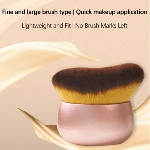 Professional oval petal foundation brush with soft dense bristles for seamless quick makeup