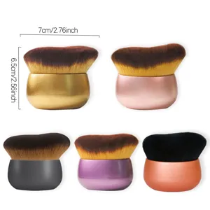 Portable wave makeup brush with metal handle soft synthetic bristles for daily foundation tool