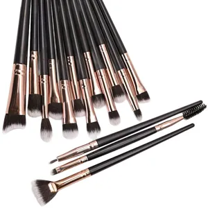 Professionele 15-delige make-up penselen set met zwarte handvatten voor oogschaduw.