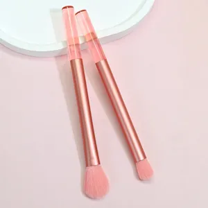 2 Pcs Pink Makeup Brush Set Long Crystal Handle Soft Bristles Cosmetic Beauty Tools Main View