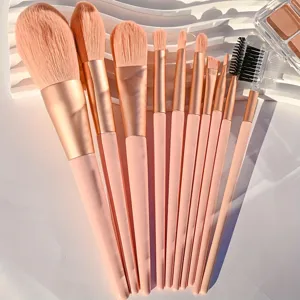 Professionelle Rosa Make-up Pinsel Kollektion Weiche Synthetikfasern Roségoldenes Rohr Kosmetikwerkzeuge Für Damen Alltag