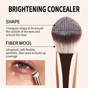 Triangular makeup brush concealer tool soft synthetic fiber bristles for flawless finish