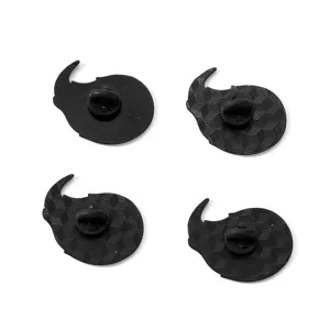 Black metal pin backs with rubber clutches, geometric texture enamel pin accessories 4pcs