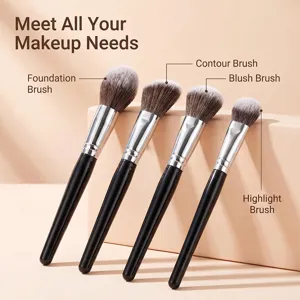 Professional 4-piece makeup brush set with foundation contour blush highlight brushes.