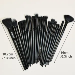 Professionelles 24-teiliges schwarzes Make-up-Pinsel-Set weiches Haar für Kosmetik