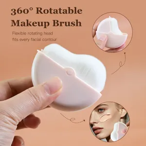 360 Degree Rotatable Foundation Brush With Dust Cover Portable Travel Makeup Brush For Liquid Foundation Powder Soft Synthetic Bristles