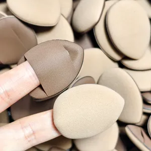 Mini teardrop finger cushion makeup puffs, soft sponge material, wet and dry use for foundation.