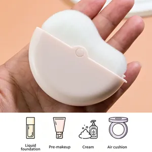 Portable 360-degree rotatable cosmetic makeup brush with dust cover for foundation and powder.