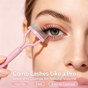 Professionele roze metalen wimperkamtool ontworpen voor natuurlijke volumineuze wimper.