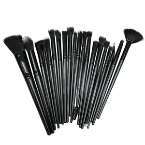 Professionelles 24-teiliges schwarzes Make-up-Pinsel-Set mit weichen Borsten für das Gesicht.