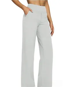 High waist wide leg casual knit pants for women solid color loose straight trousers